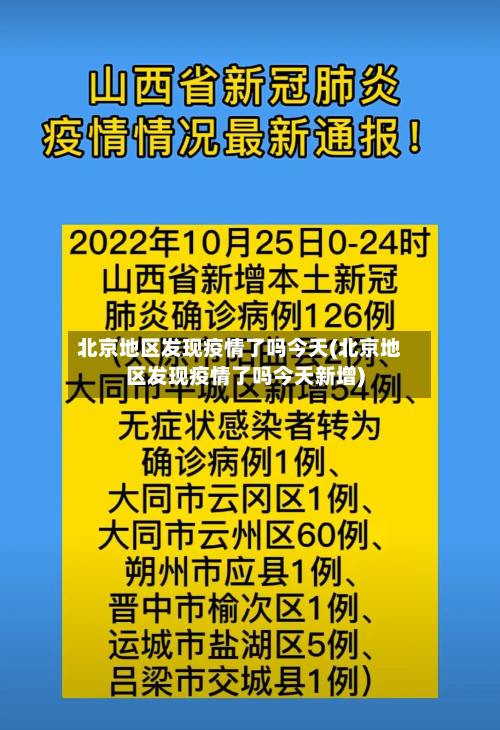 北京地区发现疫情了吗今天(北京地区发现疫情了吗今天新增)