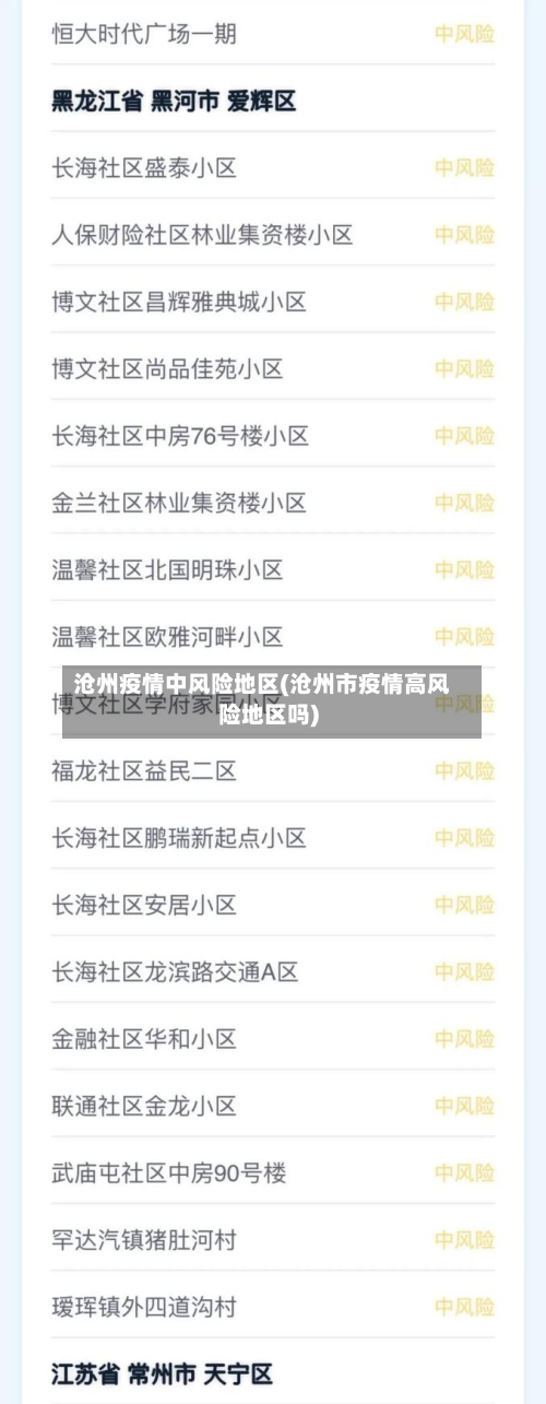 沧州疫情中风险地区(沧州市疫情高风险地区吗)