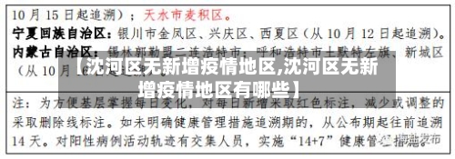 【沈河区无新增疫情地区,沈河区无新增疫情地区有哪些】
