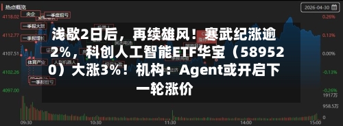 浅歇2日后，再续雄风！寒武纪涨逾2%，科创人工智能ETF华宝（589520）大涨3%！机构：Agent或开启下一轮涨价