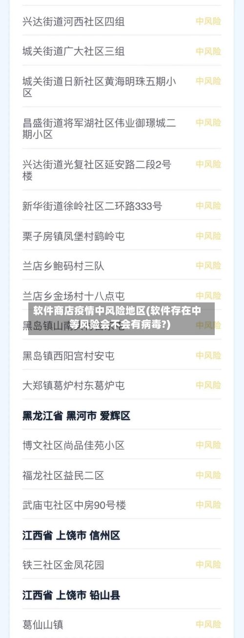 软件商店疫情中风险地区(软件存在中等风险会不会有病毒?)