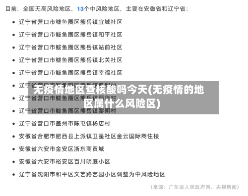 无疫情地区查核酸吗今天(无疫情的地区属什么风险区)