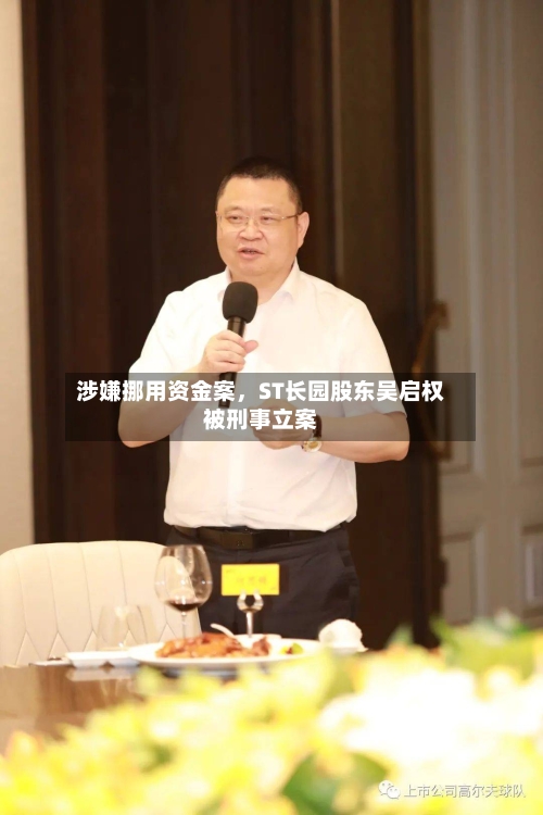 涉嫌挪用资金案，ST长园股东吴启权被刑事立案