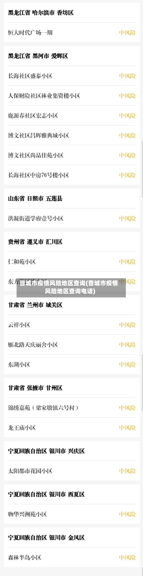 晋城市疫情风险地区查询(晋城市疫情风险地区查询电话)